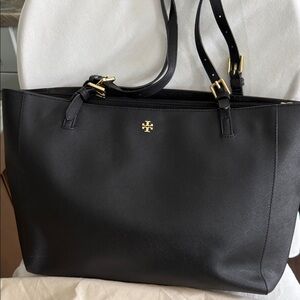Tory Burch Black Saffiano Tote laptop bag with Gold Hardware